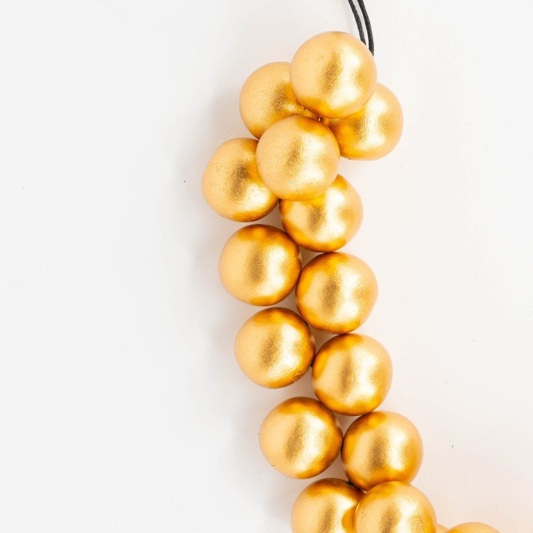 Collana legno Pearl metallic regolabile - oro - Bijondo
