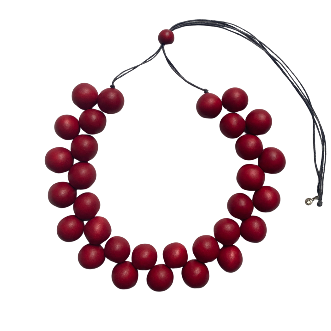 Collana legno Pearl regolabile-rosso-Bijondo