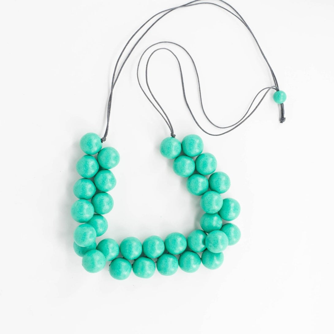 Collana legno Pearl regolabile - smeraldo - Bijondo