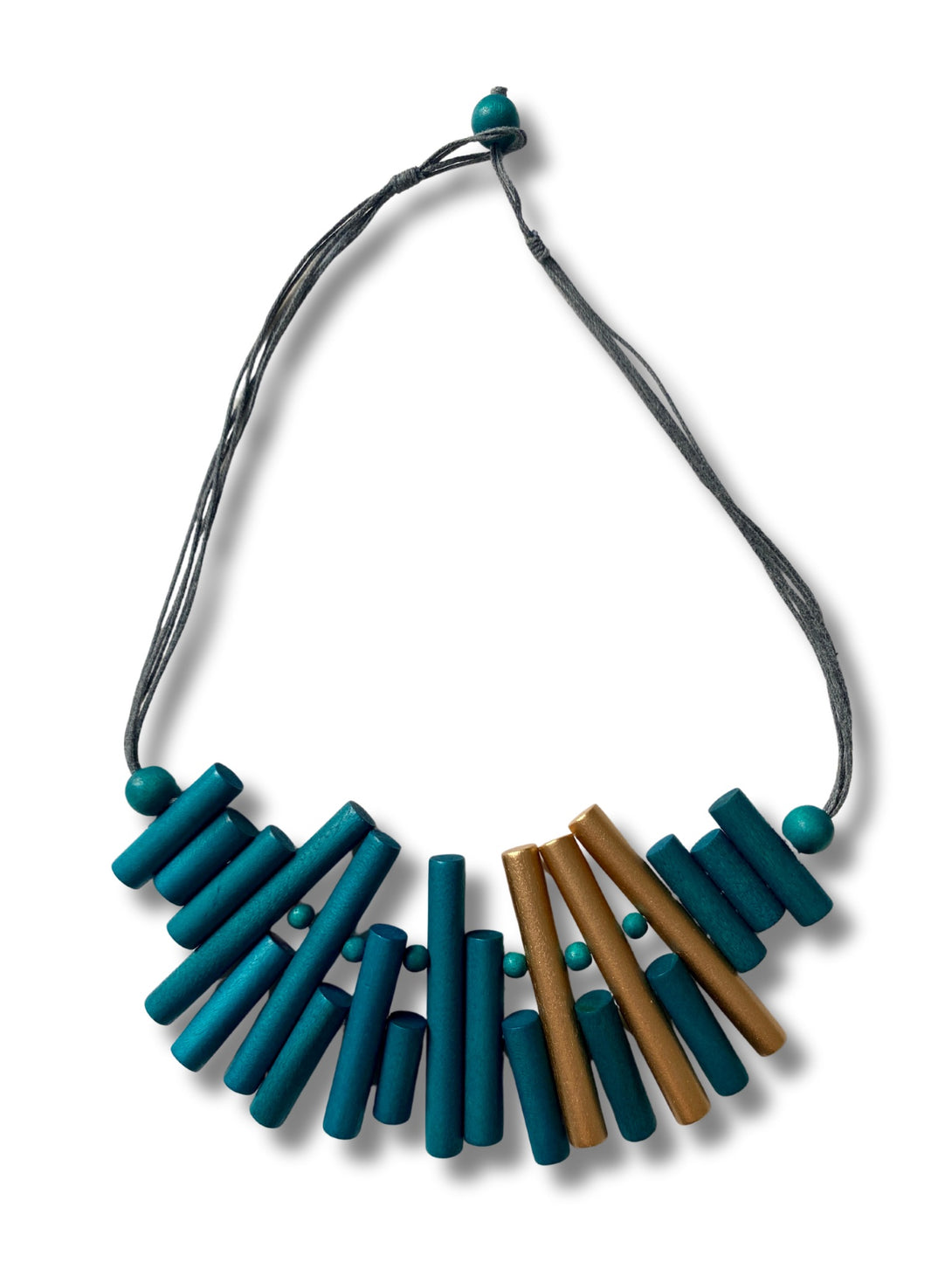 Collana legno Penelope metallic-Collana-EW-petrolio-Bijondo