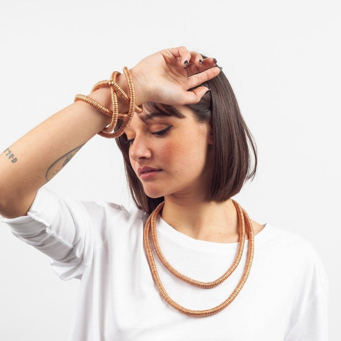 Collana legno Rory metallic lunga - rame - Bijondo