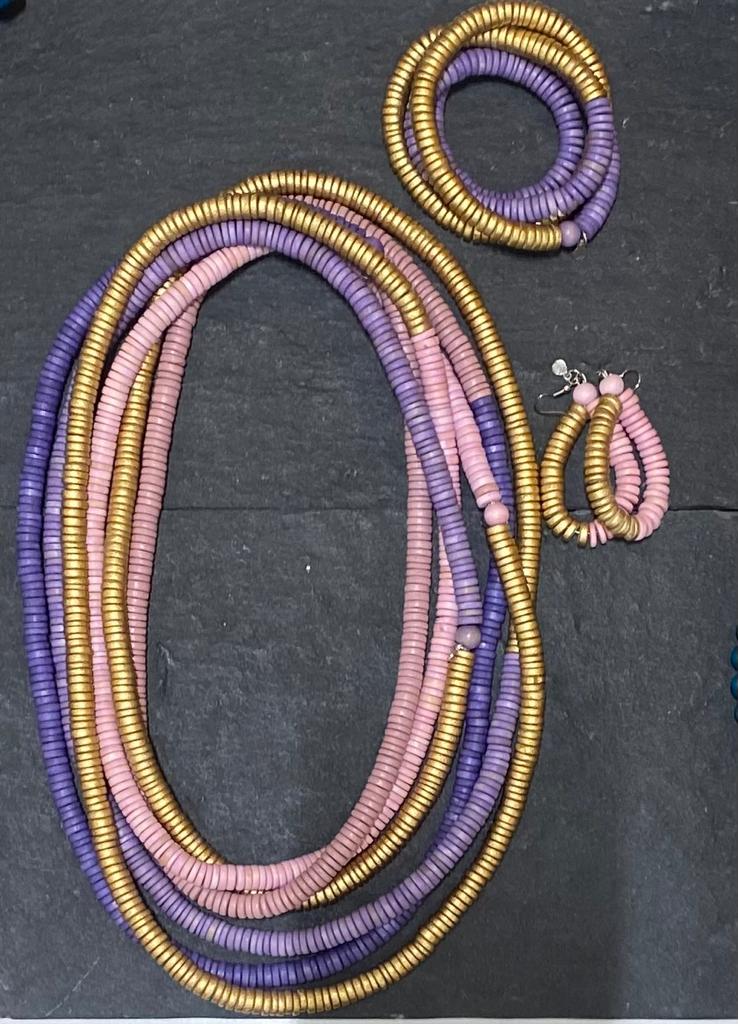 Collana legno Rory metallic mix-fucsia-Bijondo