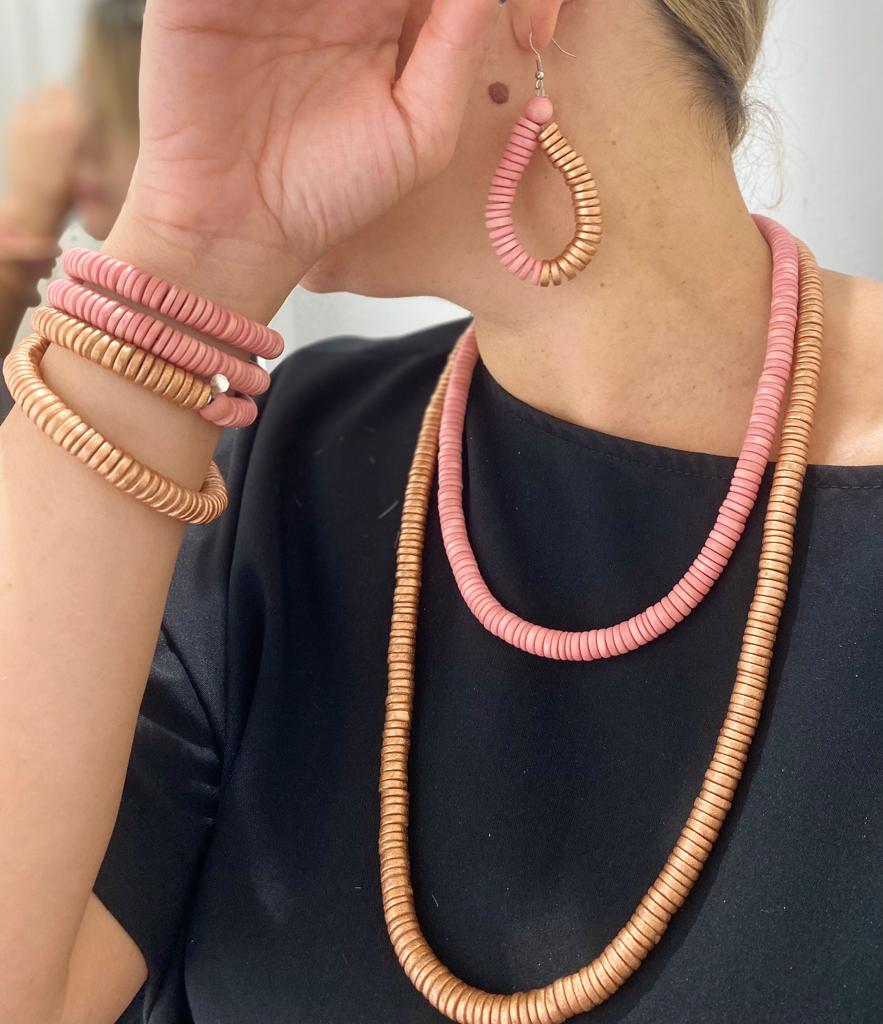 Collana legno Rory metallic mix-fucsia-Bijondo