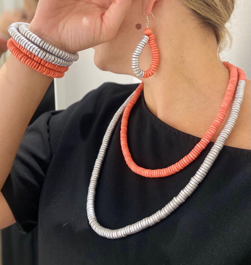 Collana legno Rory metallic mix-fucsia-Bijondo