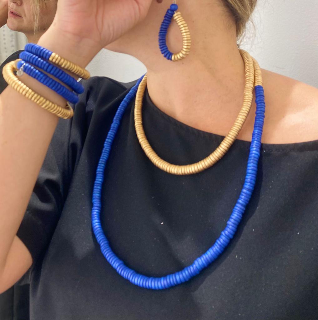 Collana legno Rory metallic mix-fucsia-Bijondo