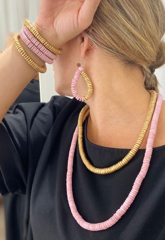 Collana legno Rory metallic mix-fucsia-Bijondo