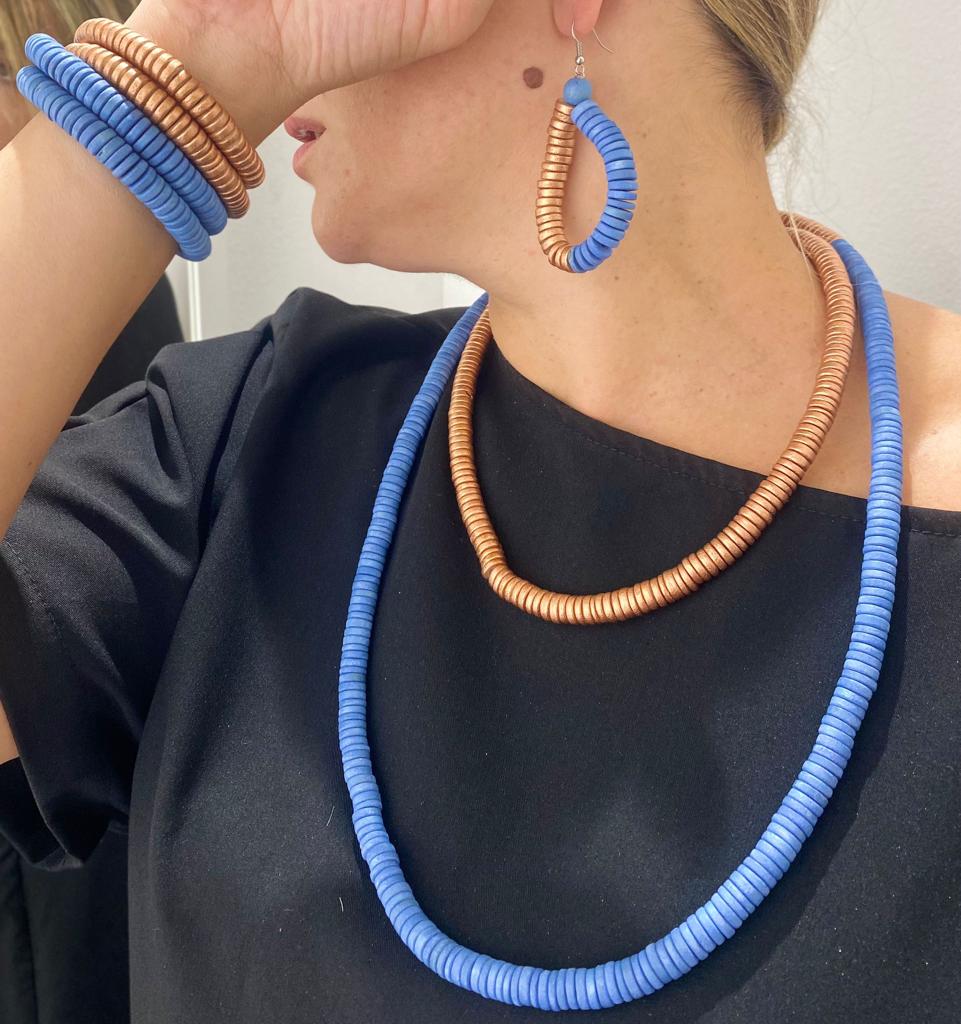 Collana legno Rory metallic mix-fucsia-Bijondo