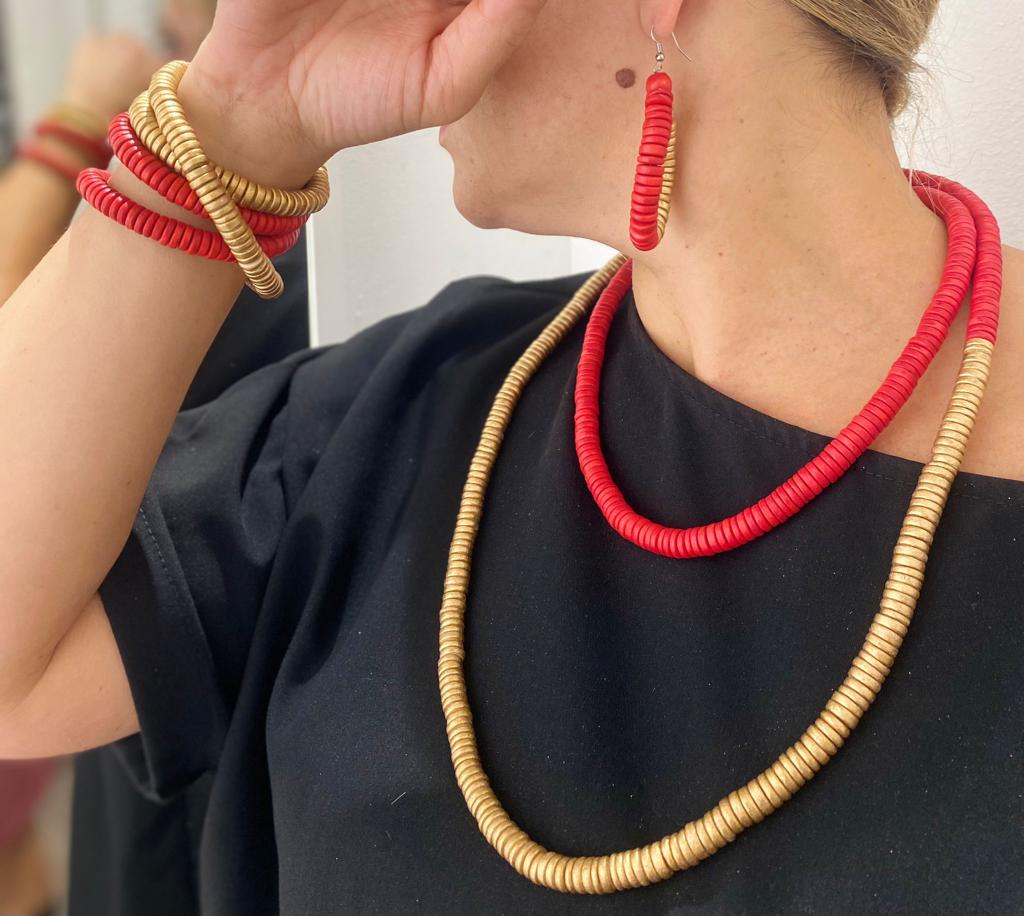 Collana legno Rory metallic mix-fucsia-Bijondo