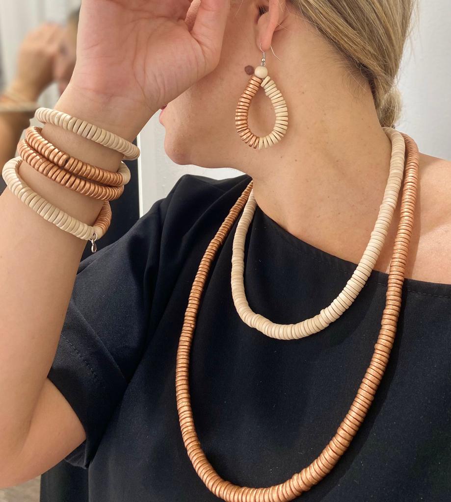 Collana legno Rory metallic mix-fucsia-Bijondo