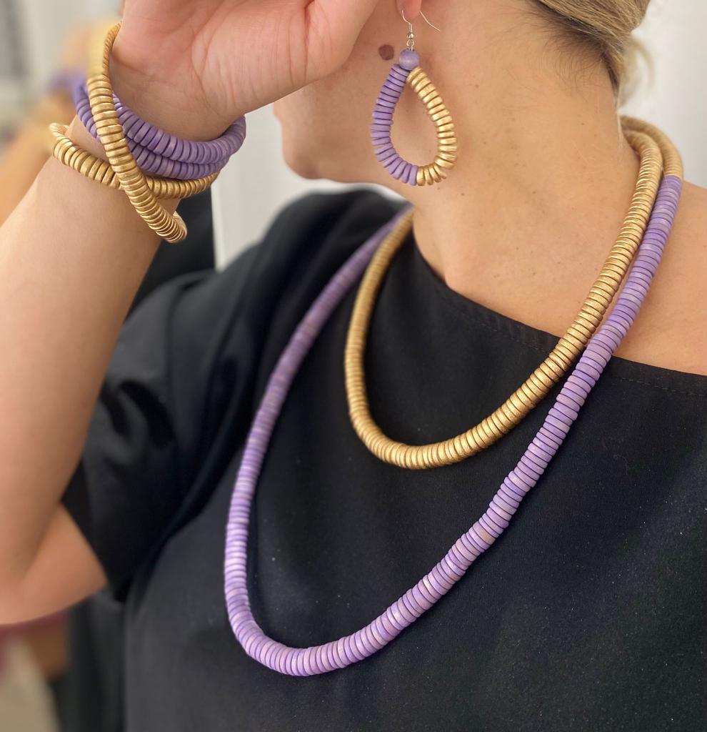 Collana legno Rory metallic mix-fucsia-Bijondo