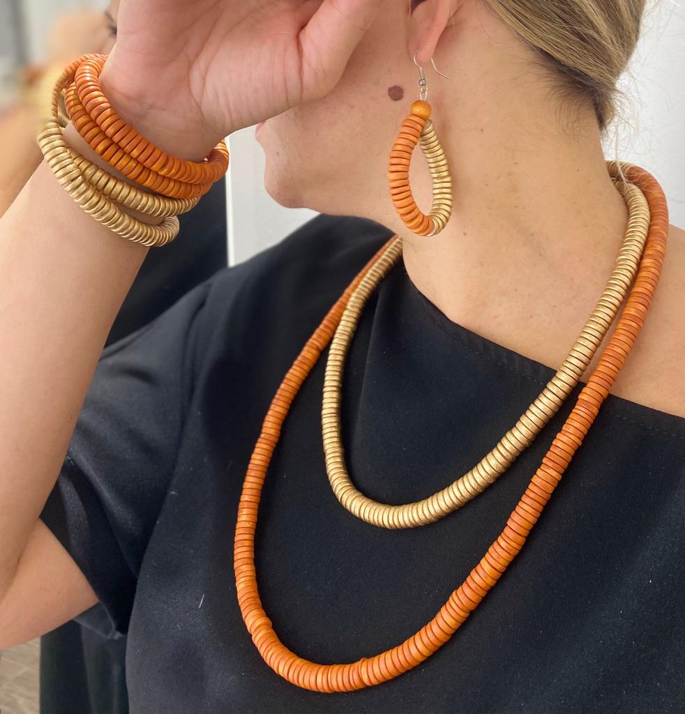 Collana legno Rory metallic mix-fucsia-Bijondo