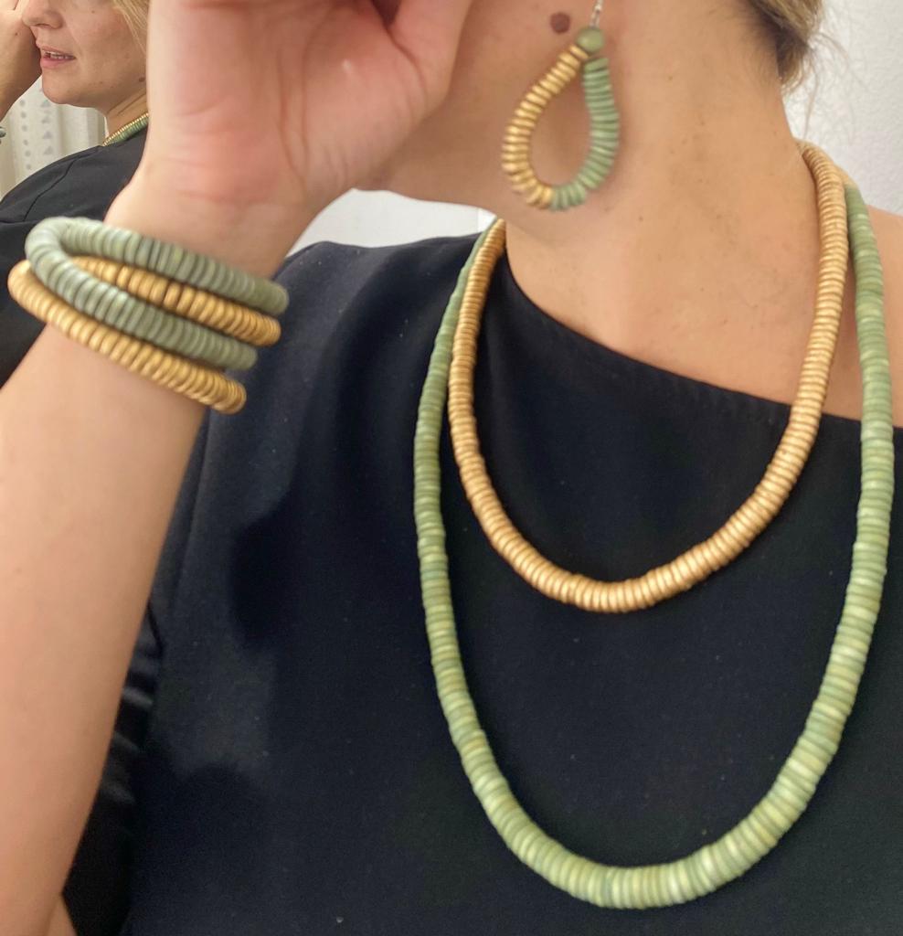 Collana legno Rory metallic mix-fucsia-Bijondo