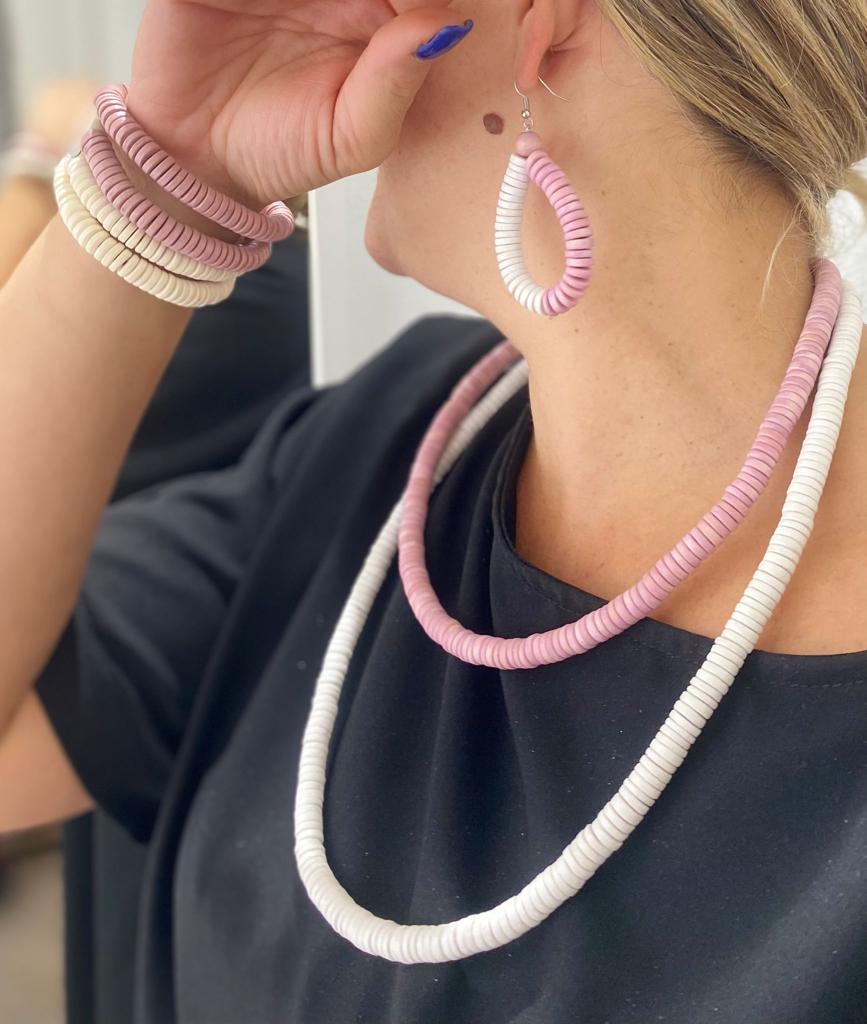 Collana legno Rory metallic mix-fucsia-Bijondo