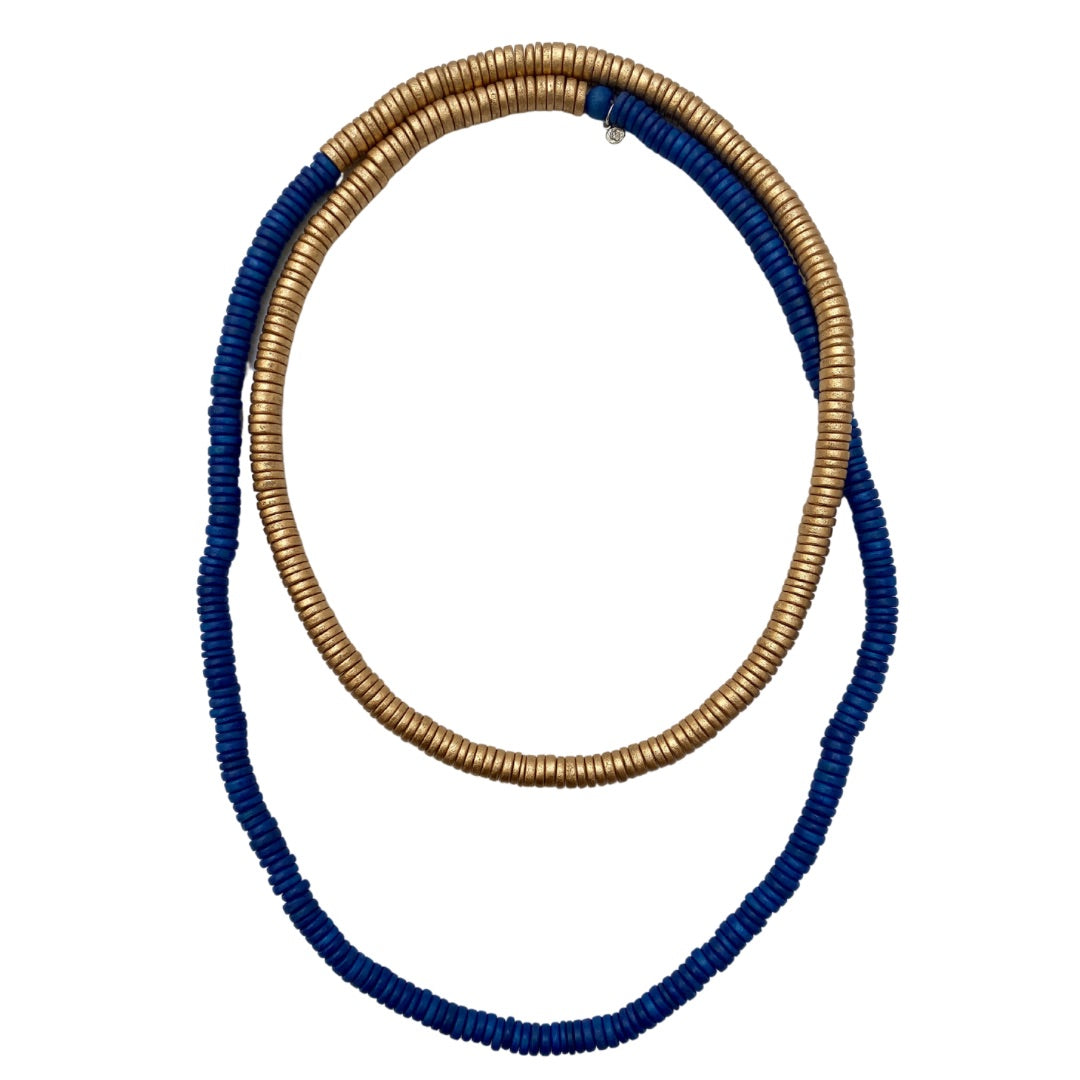 Collana legno Rory metallic mix-blu elettrico-Bijondo