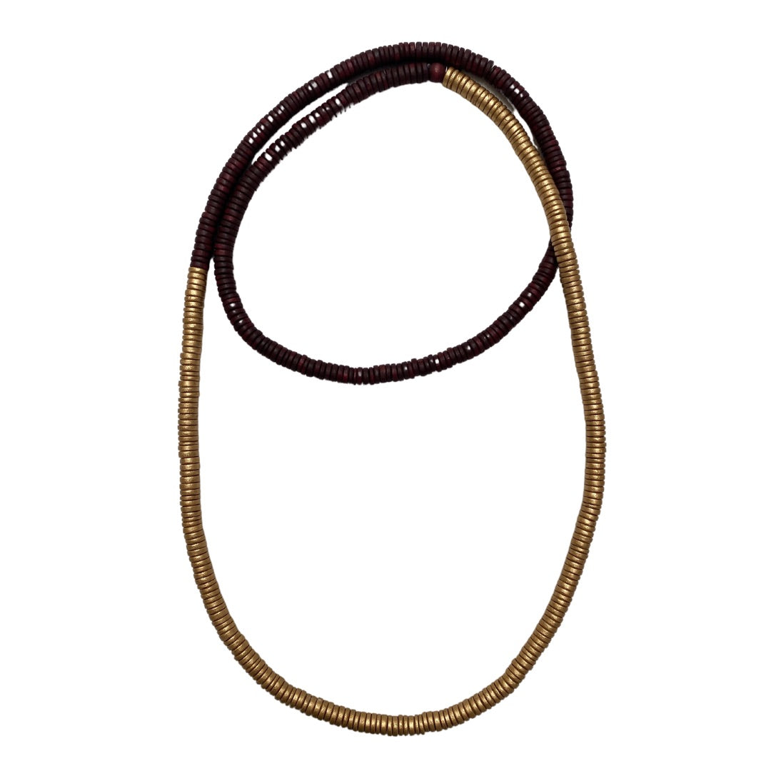 Collana legno Rory metallic mix-bordeaux-Bijondo