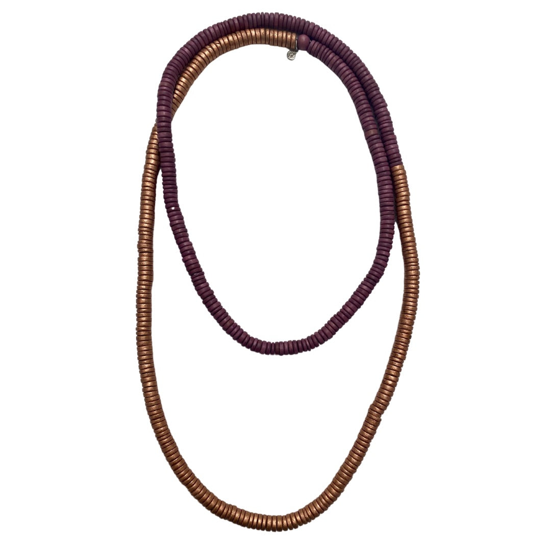 Collana legno Rory metallic mix-ciclamino-Bijondo