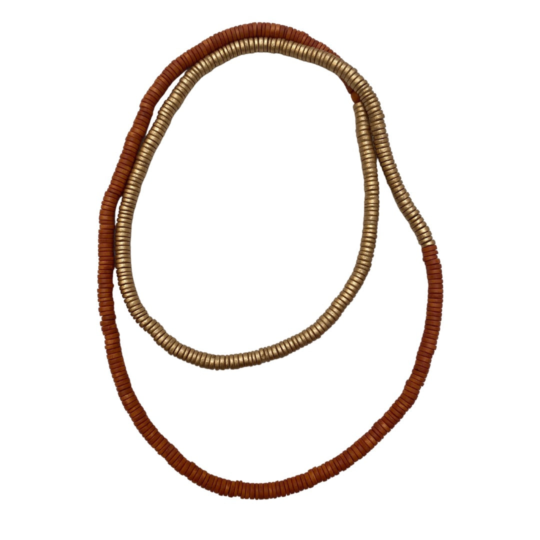 Collana legno Rory metallic mix-ocra-Bijondo