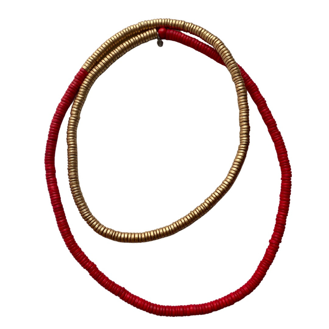 Collana legno Rory metallic mix-rosso valentino-Bijondo