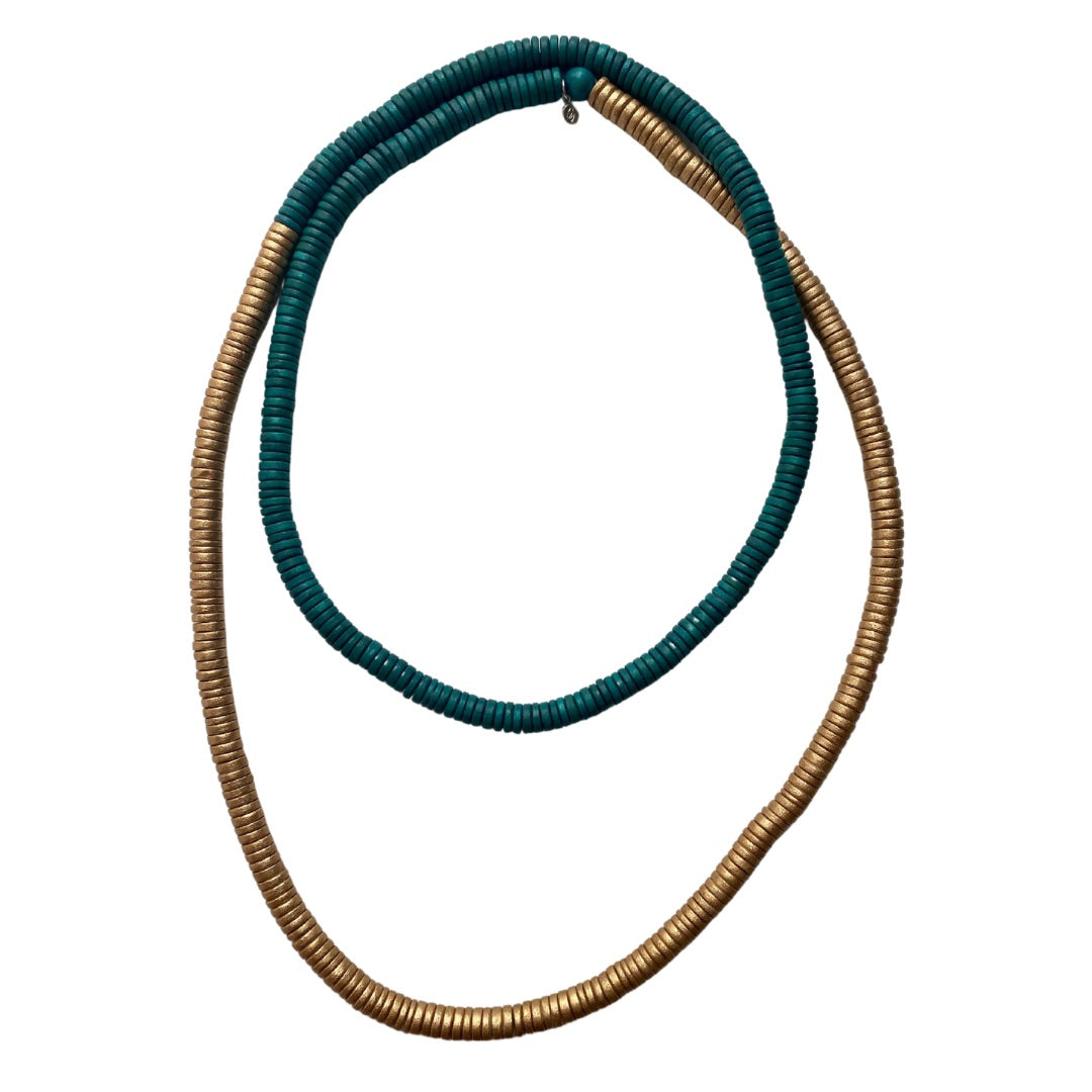 Collana legno Rory metallic mix-smeraldo-Bijondo