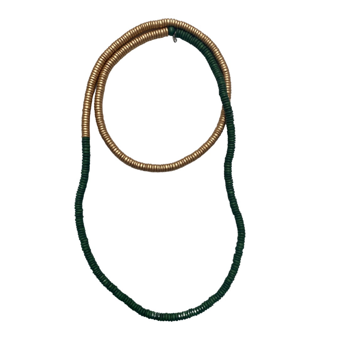 Collana legno Rory metallic mix-verde bosco-Bijondo