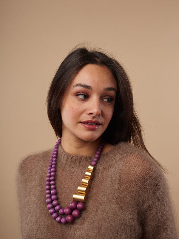 Collana legno Solène metallic-collana-EW-Malva-Bijondo
