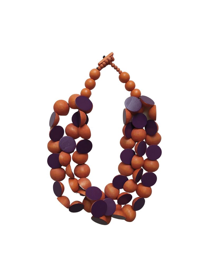 Collana legno corta Singapore - arancione - Bijondo