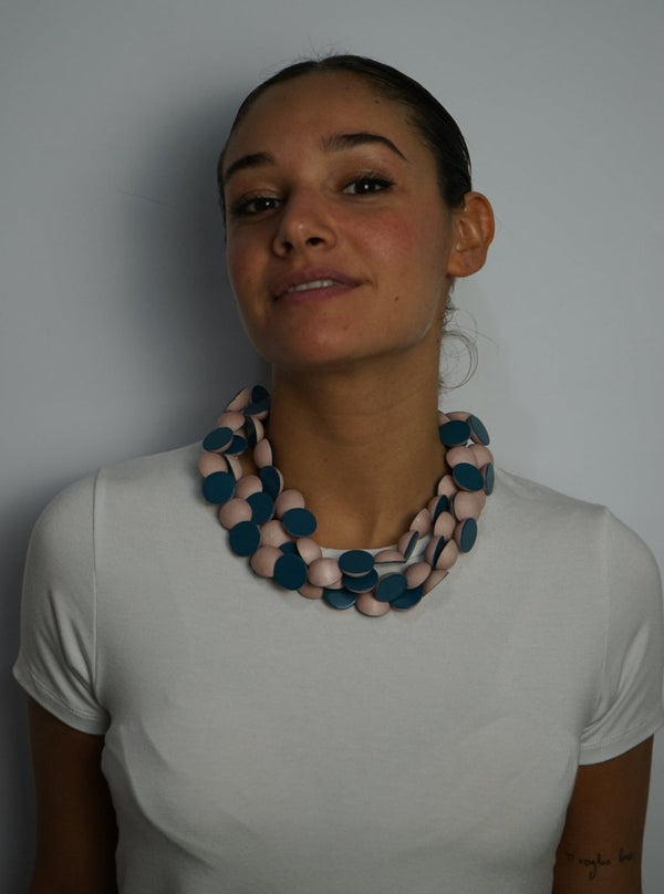 Collana legno corta Singapore - petrolio - Bijondo