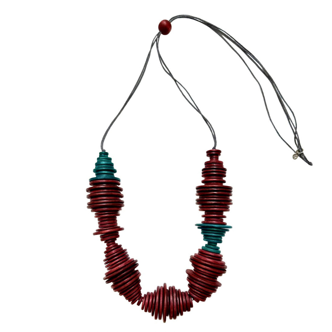 Collana legno dischi regolabile Portia-marrone-Bijondo