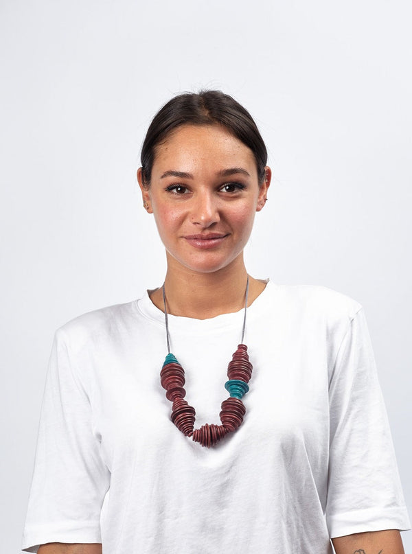 Collana legno dischi regolabile Portia-marrone-Bijondo