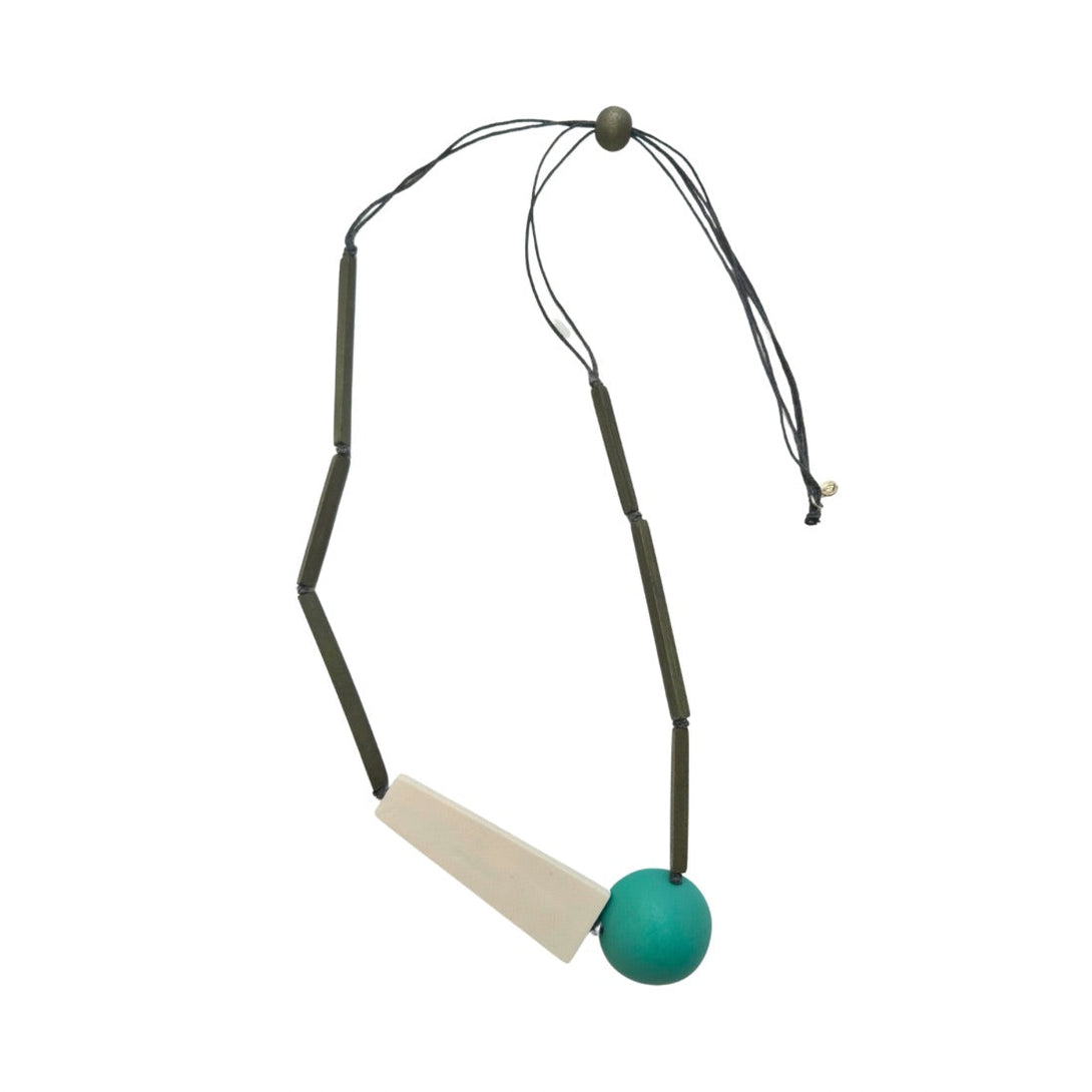 Collana legno double face Beth, leggera e regolabile-bianco-Bijondo