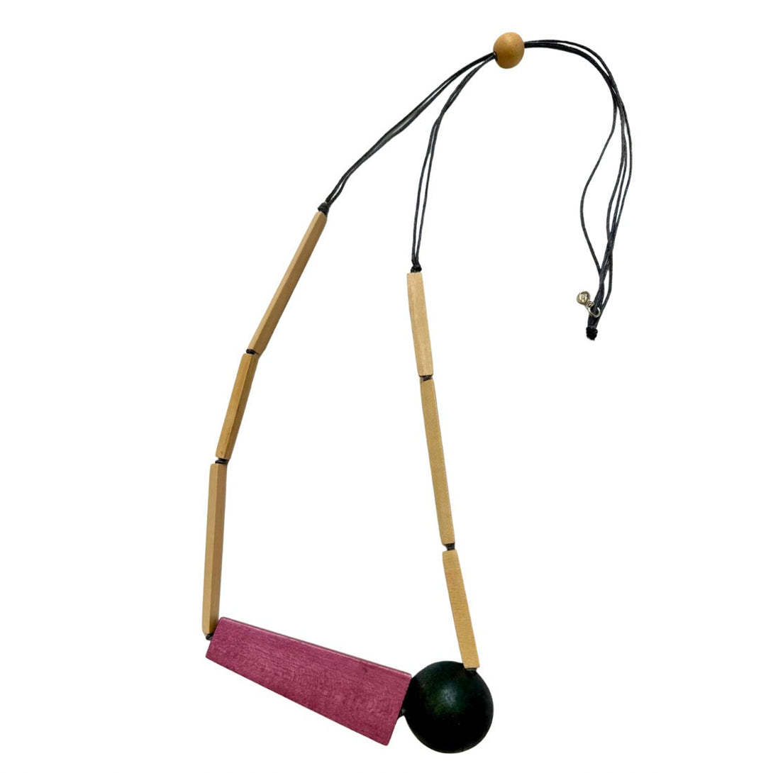 Collana legno double face Beth, leggera e regolabile-fucsia-Bijondo