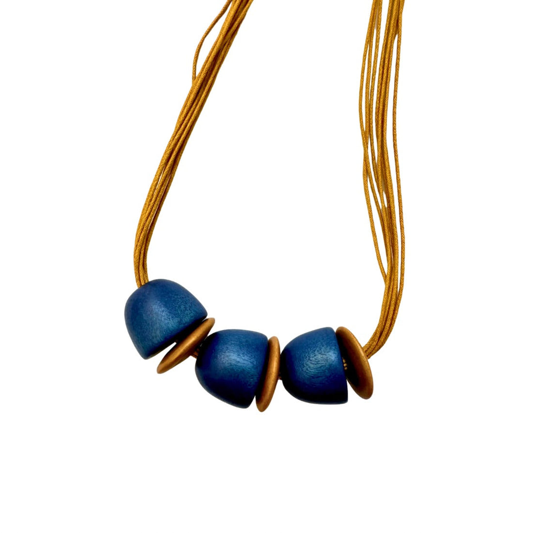 Collana legno e cotone Kate-turchese-Bijondo