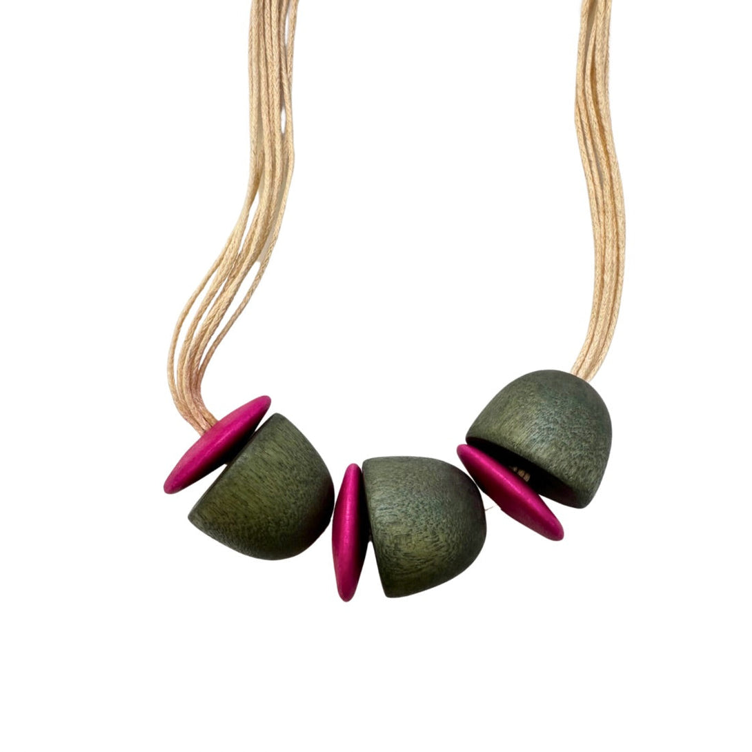 Collana legno e cotone Kate-turchese-Bijondo