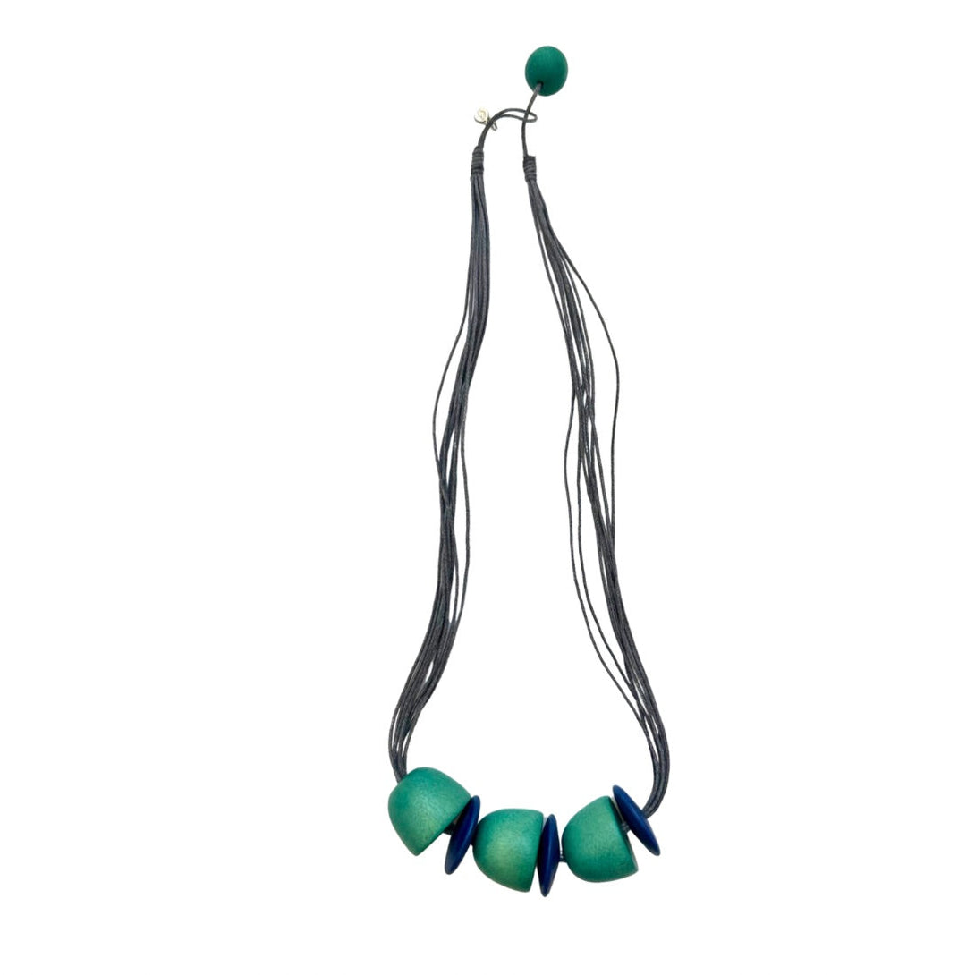Collana legno e cotone Kate-turchese-Bijondo