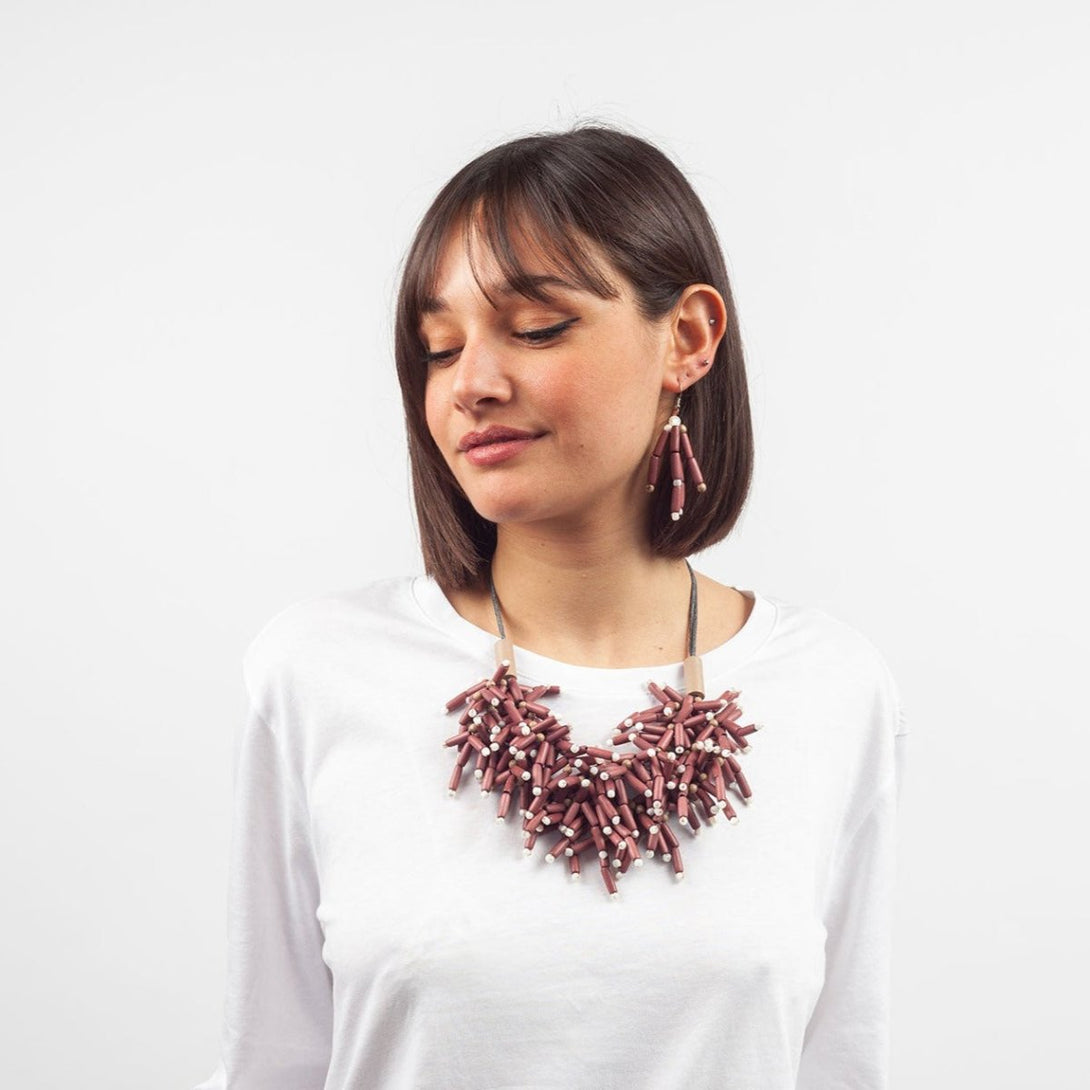 Collana legno e madreperla Ophelia - terra - Bijondo