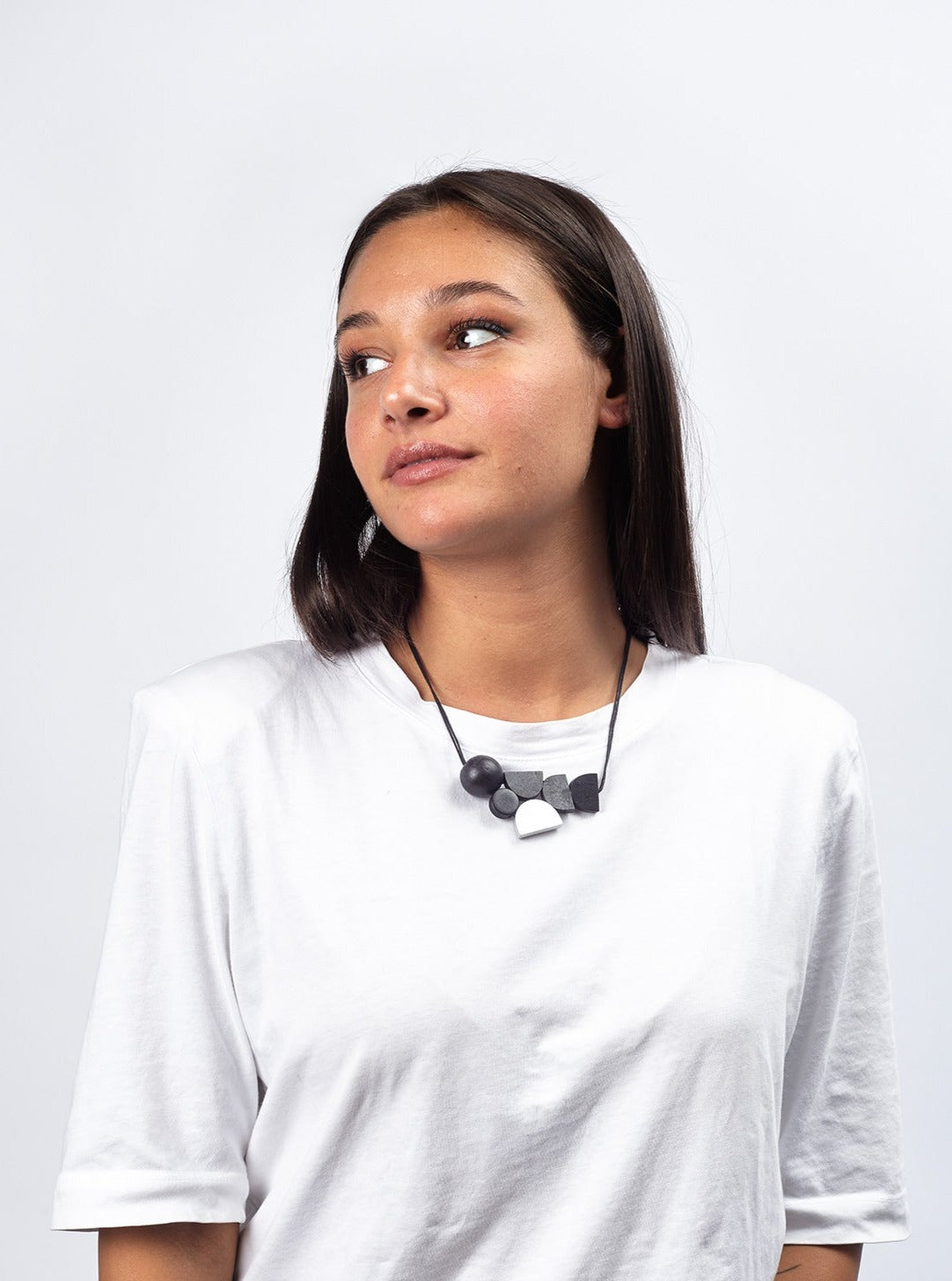 Collana legno geometrica Corey-arancione-Bijondo