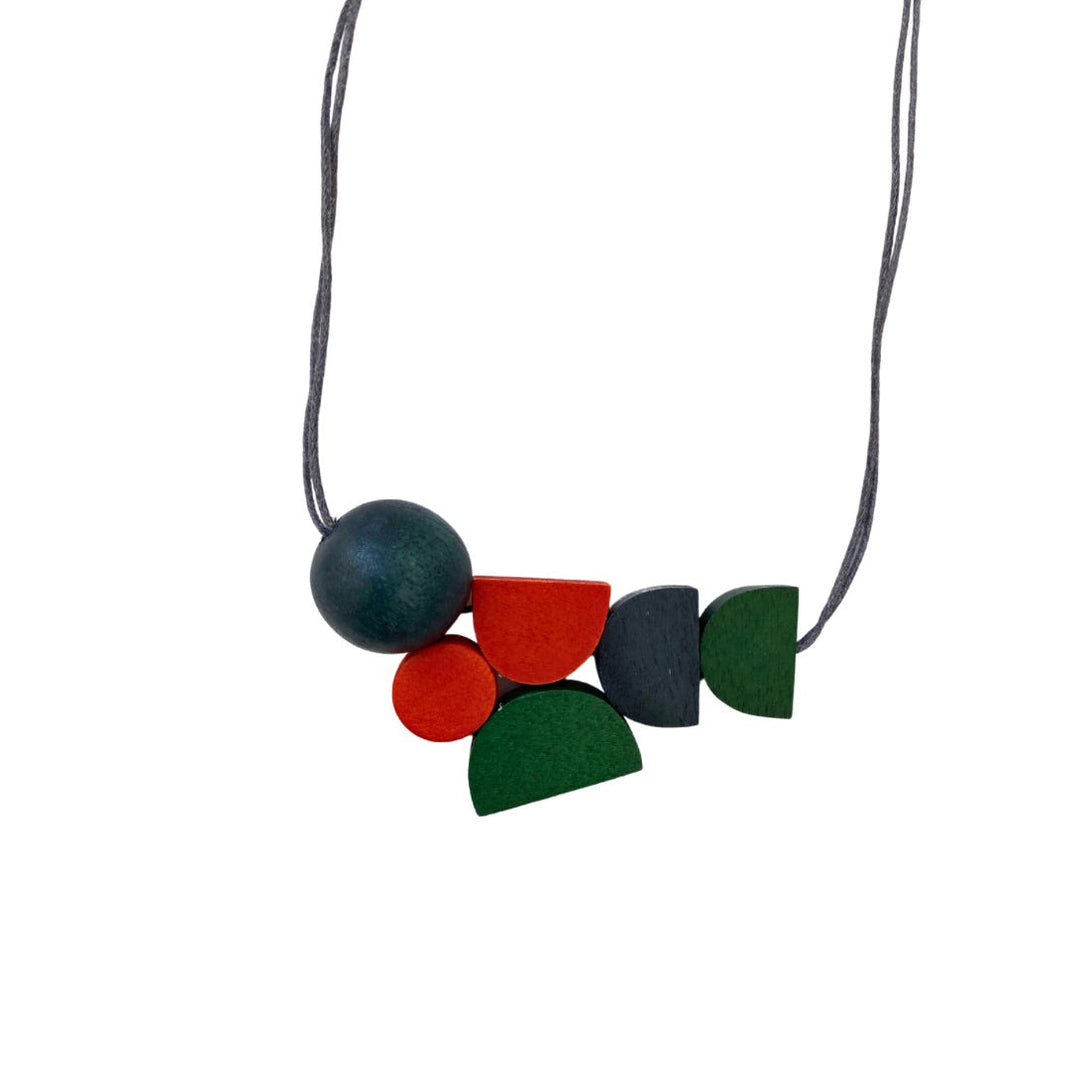 Collana legno geometrica Corey-arancione-Bijondo
