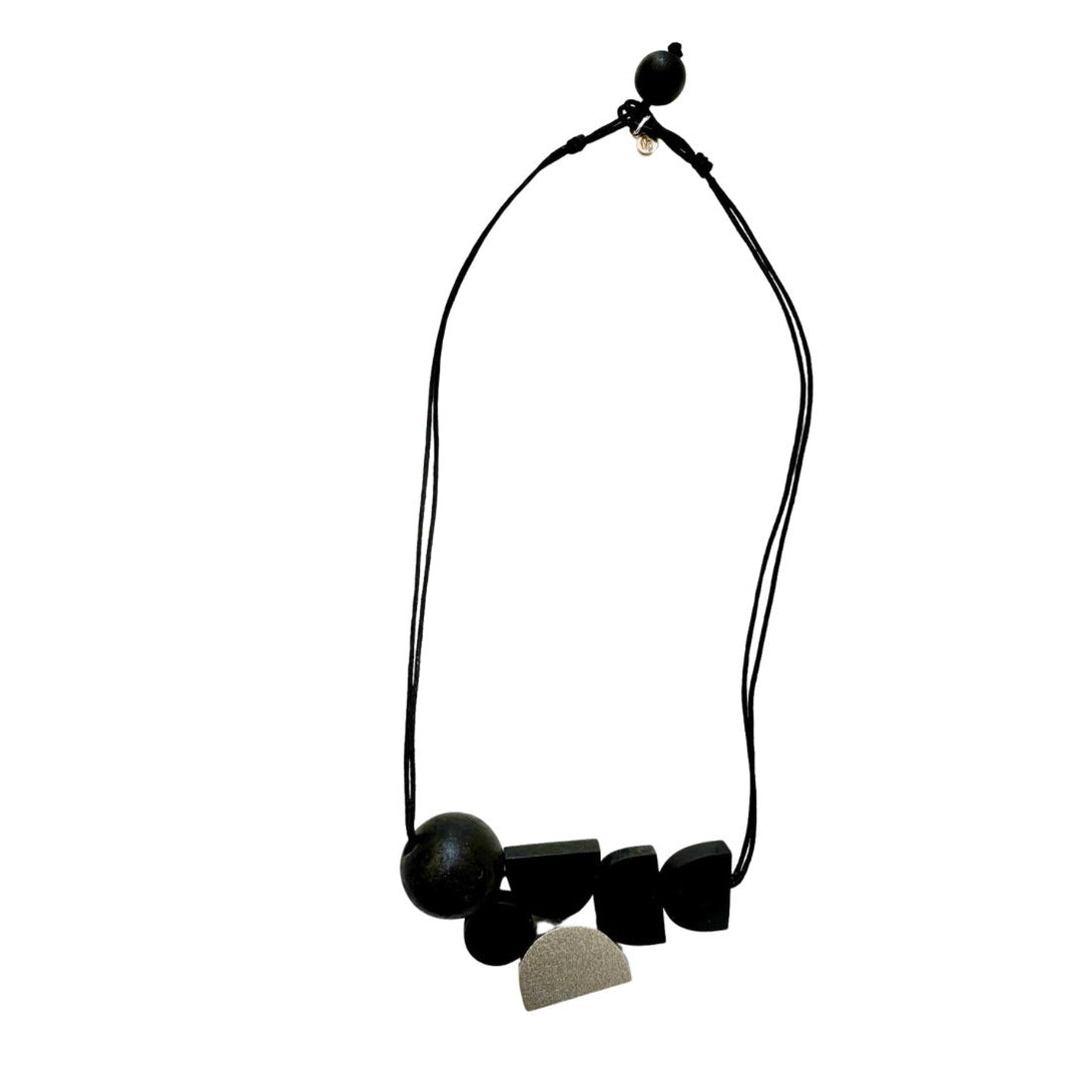 Collana legno geometrica Corey-arancione-Bijondo