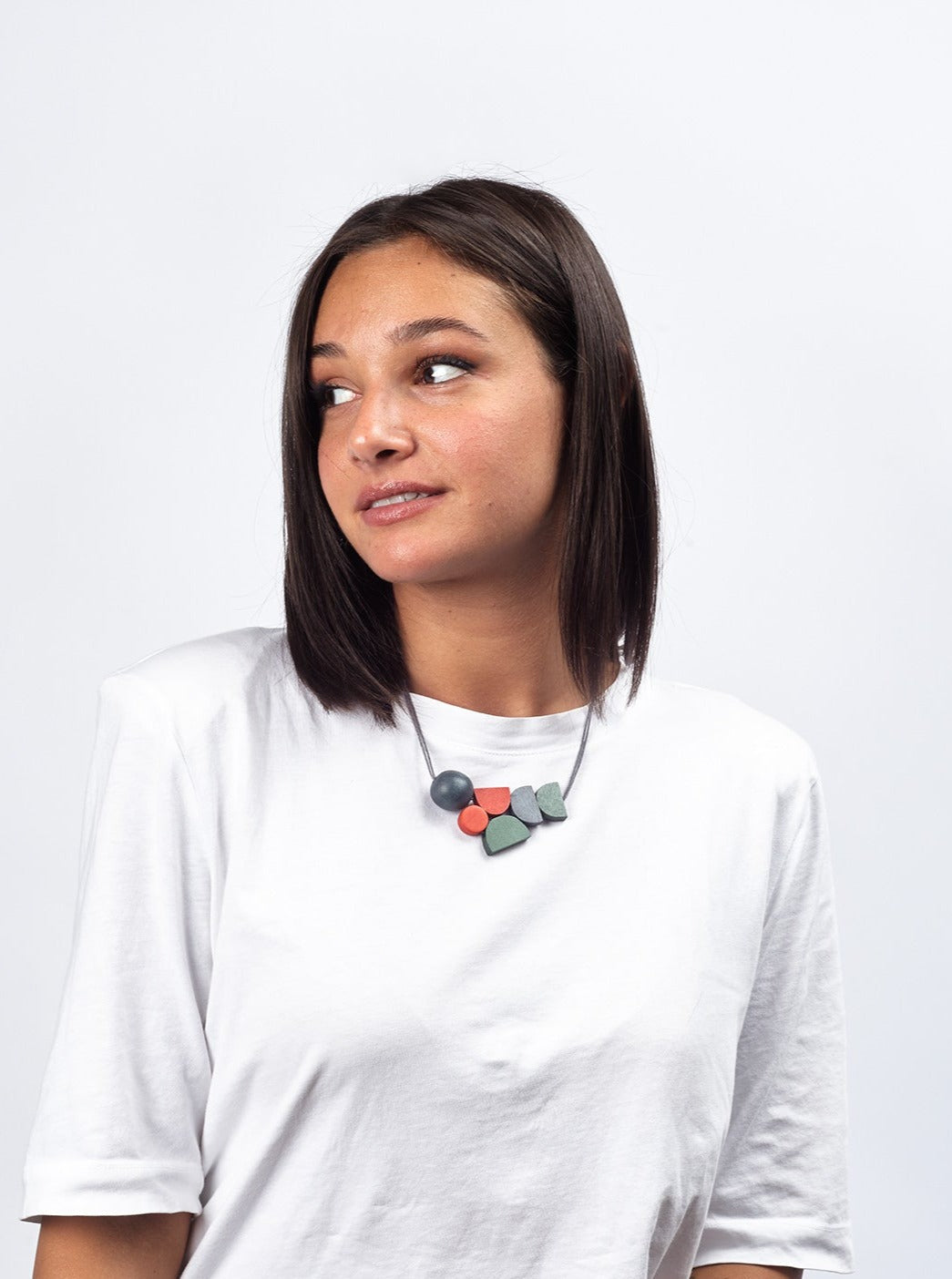 Collana legno geometrica Corey-arancione-Bijondo