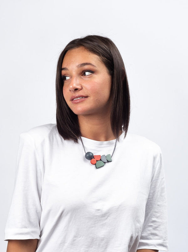 Collana legno geometrica Corey-arancione-Bijondo