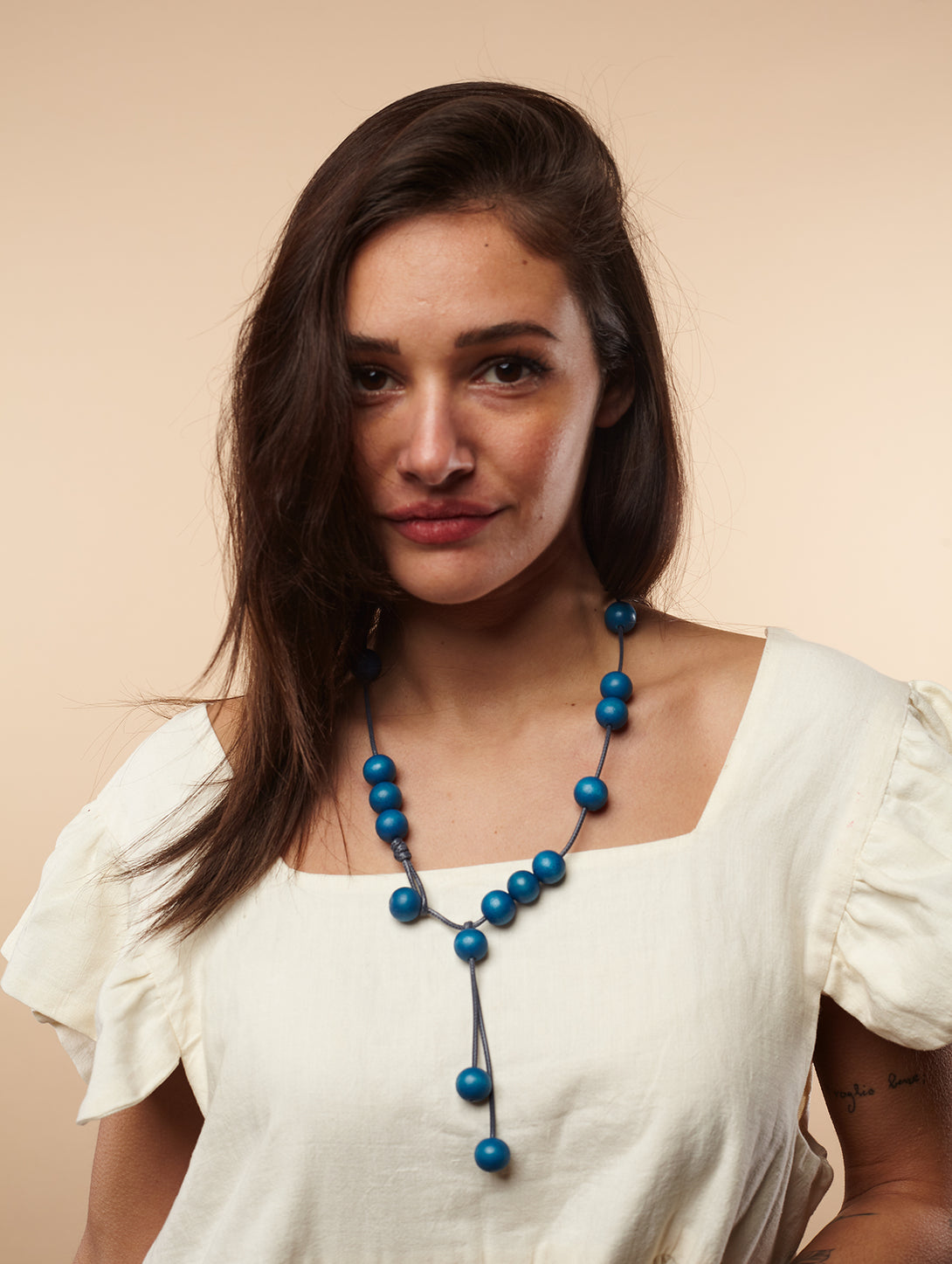 Collana legno, leggera Arely-Collana-EW-Blu-Bijondo