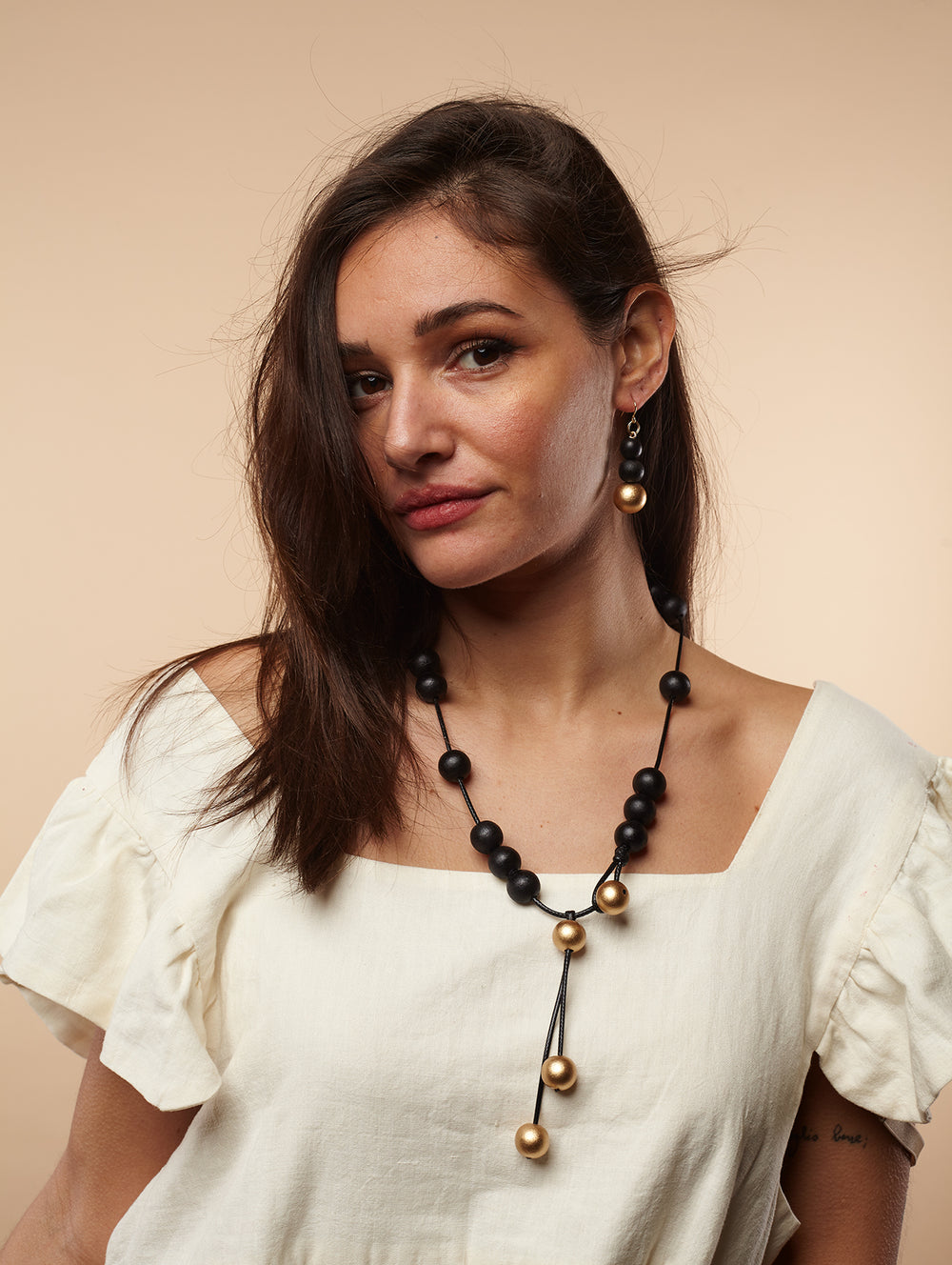 Avalaya Collana In Legno Flessibile Con Perline Grigie – Girocollo 44 Cm, Stile Bohémien