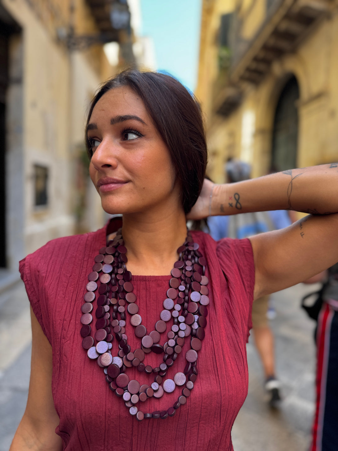 Collana legno, leggera Mila-collana-Bijondo-Bordeaux-Bijondo