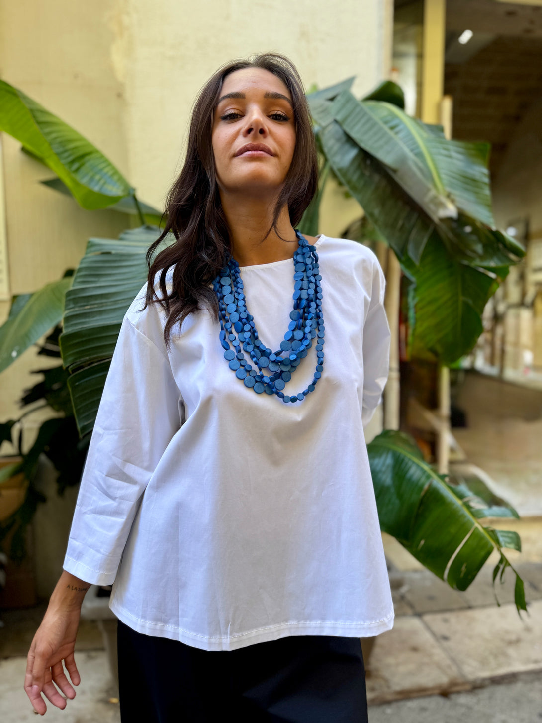 Collana legno, leggera Mila-collana-Bijondo-Celeste-Bijondo