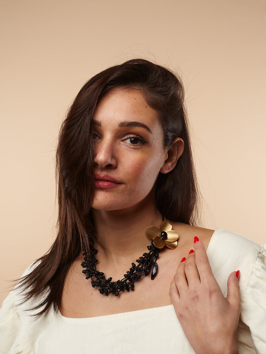 Collana legno leggera regolabile Fleur design metallic-collana-EW-Bijondo