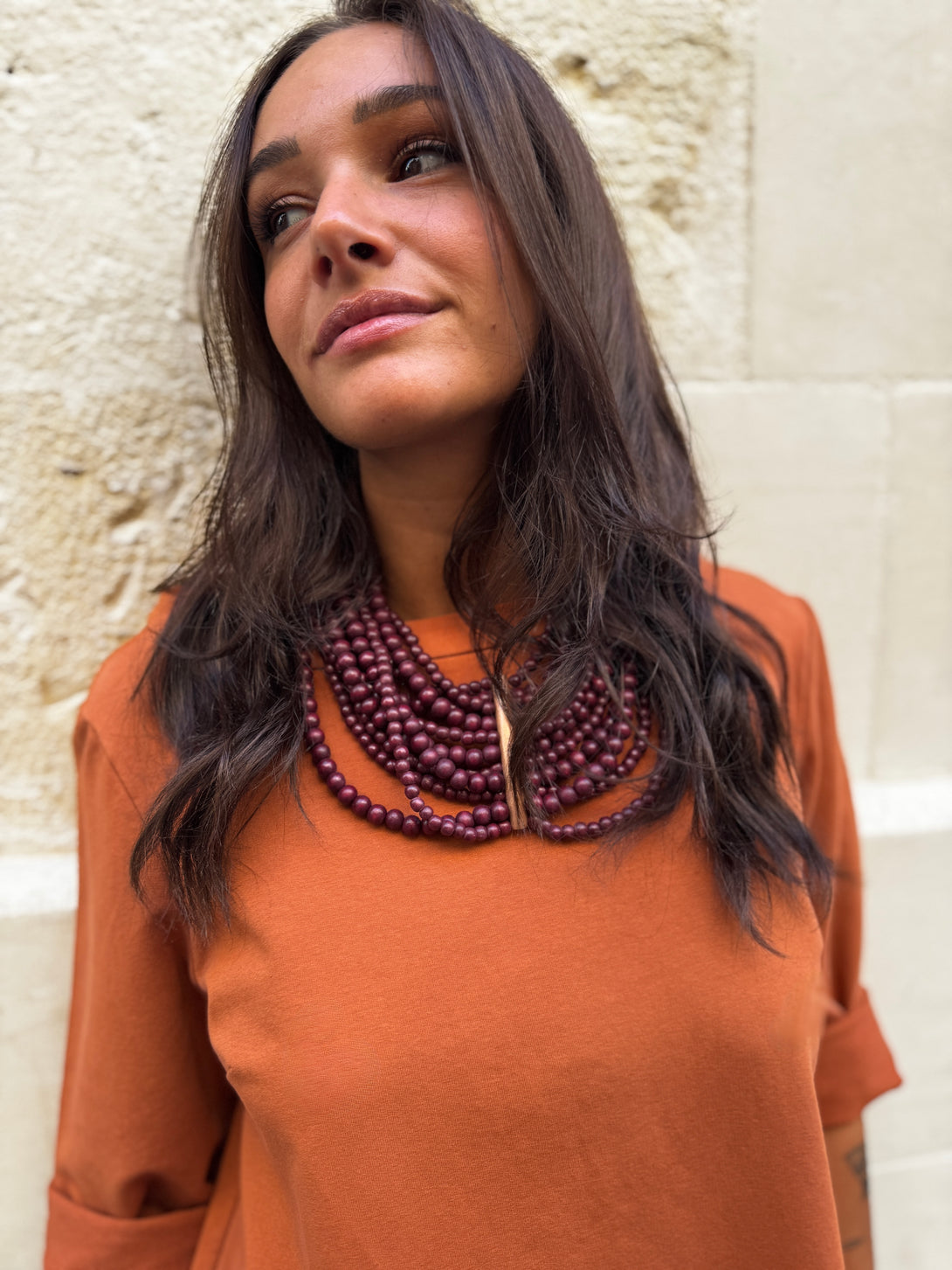 Collana legno, leggero, regolabile Bamako-Collana-EW-Bordeaux-Bijondo