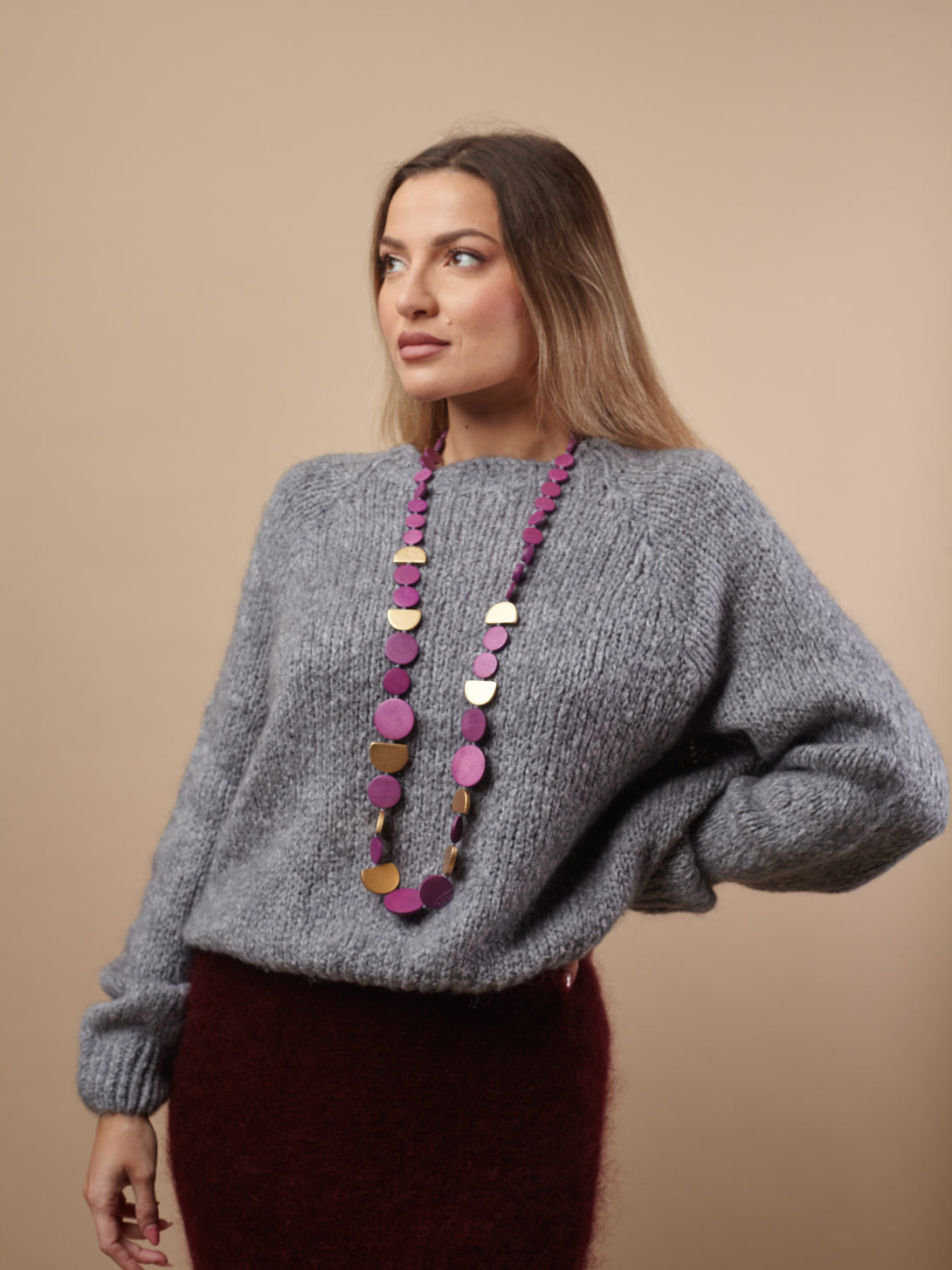 Collana legno lunga Kira metallic-collana-EW-malva-Bijondo