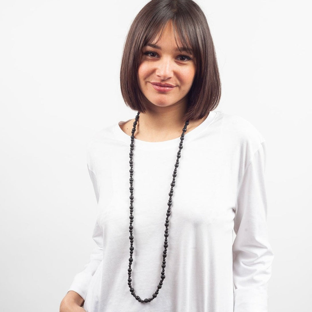 Collana legno lunga Olive - nero - Bijondo