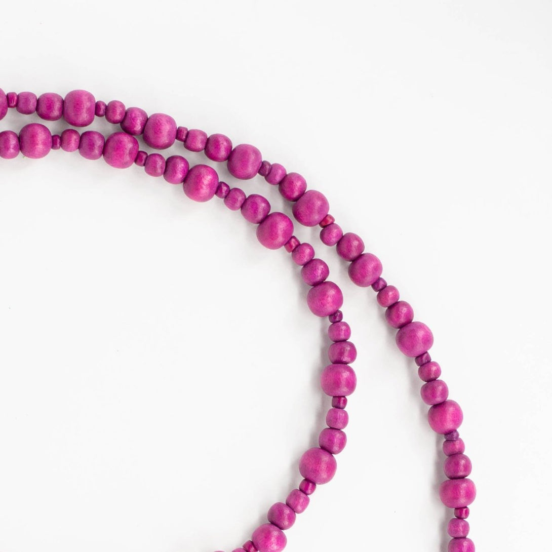Collana legno lunga Olive - fucsia - Bijondo