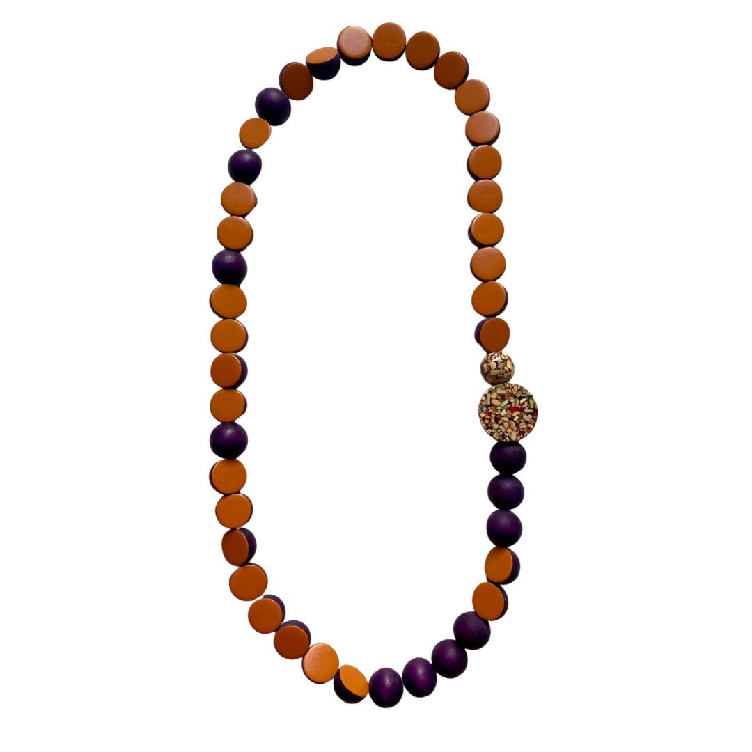 Collana legno lunga Shagun - arancione - Bijondo